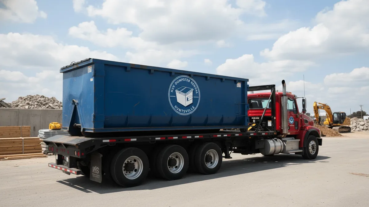 Serving Huntsville and the Huntsville area HSV Dumpster Rental Huntsville roll-off truck serving Huntsville and the Huntsville area