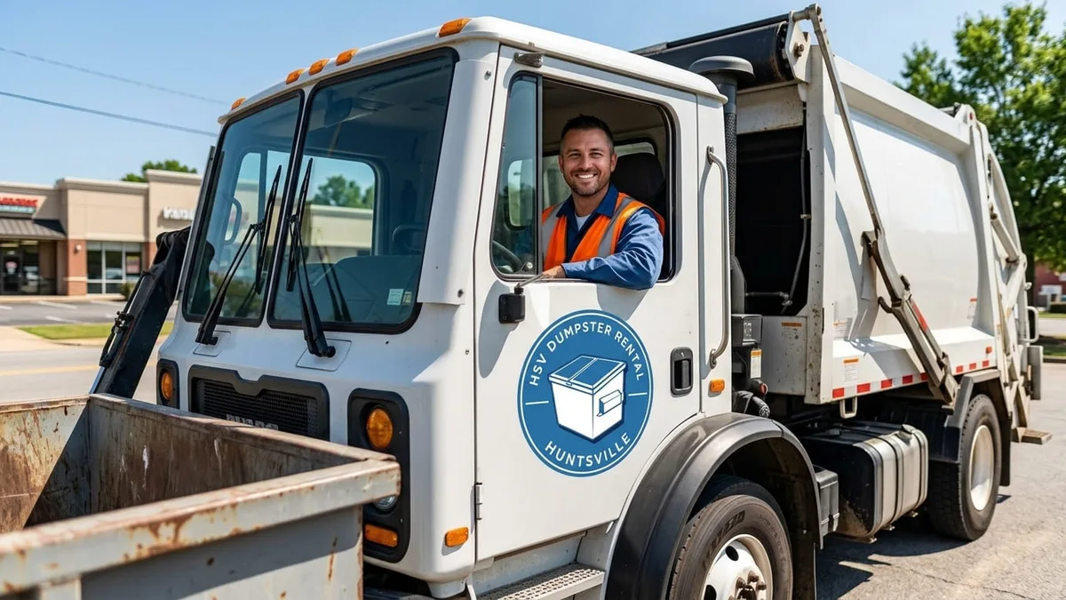 The HSV Dumpster Rental team in Huntsville HSV Dumpster Rental Huntsville crew at the Huntsville yard